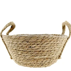 Pflanzkorb Seegras Natur, Übertopf mit Henkel, Naturkorb mit Folie ausgekleidet, 24x11cm