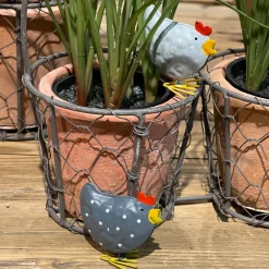 Pflanztopf doppelt, Drahtkorb mit 2 Keramiktöpfe, 23x20cm