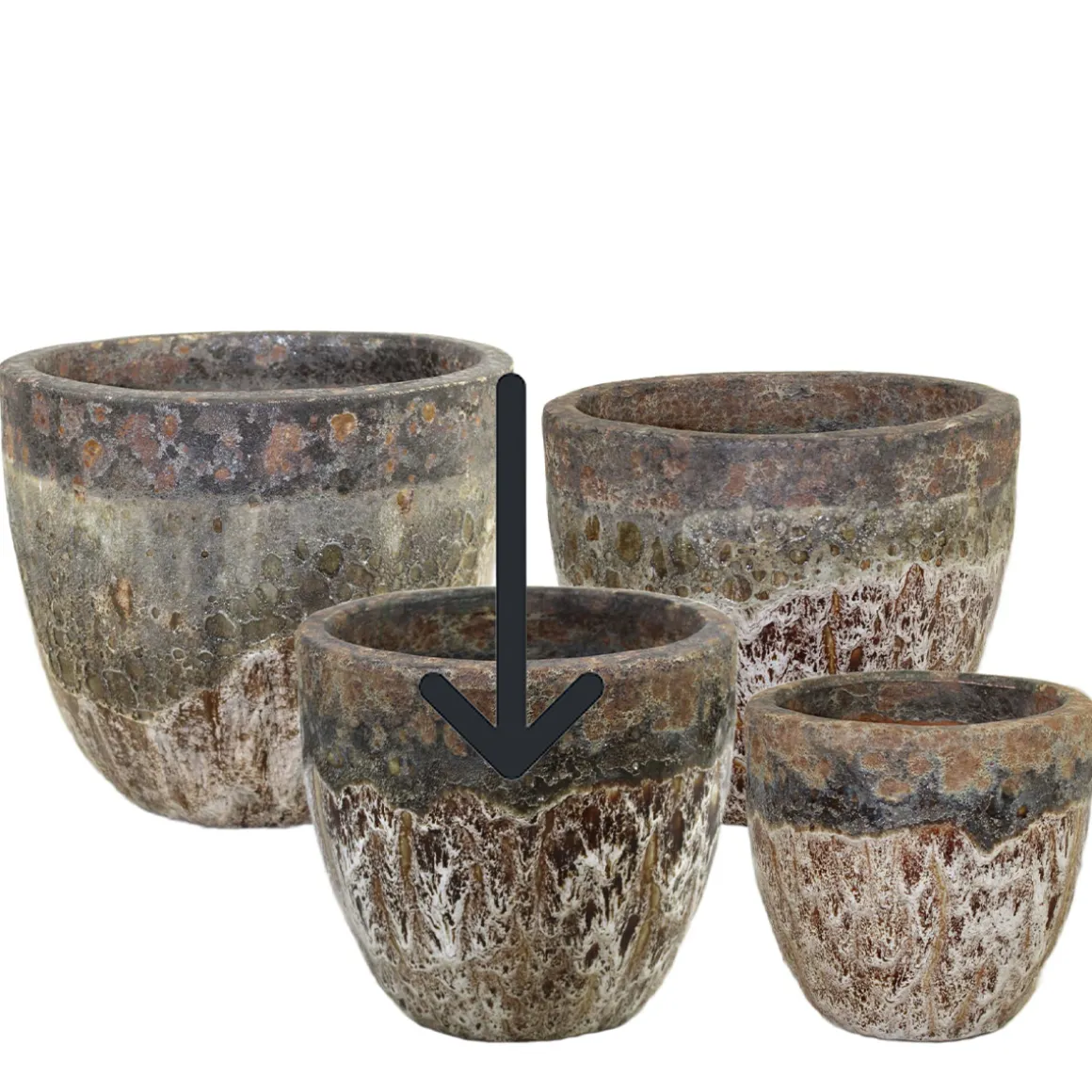 Pflanztopf Outdoor, Keramik Übertopf rund, braun-schwarz, 29x25cm, DIJK Natural Collections