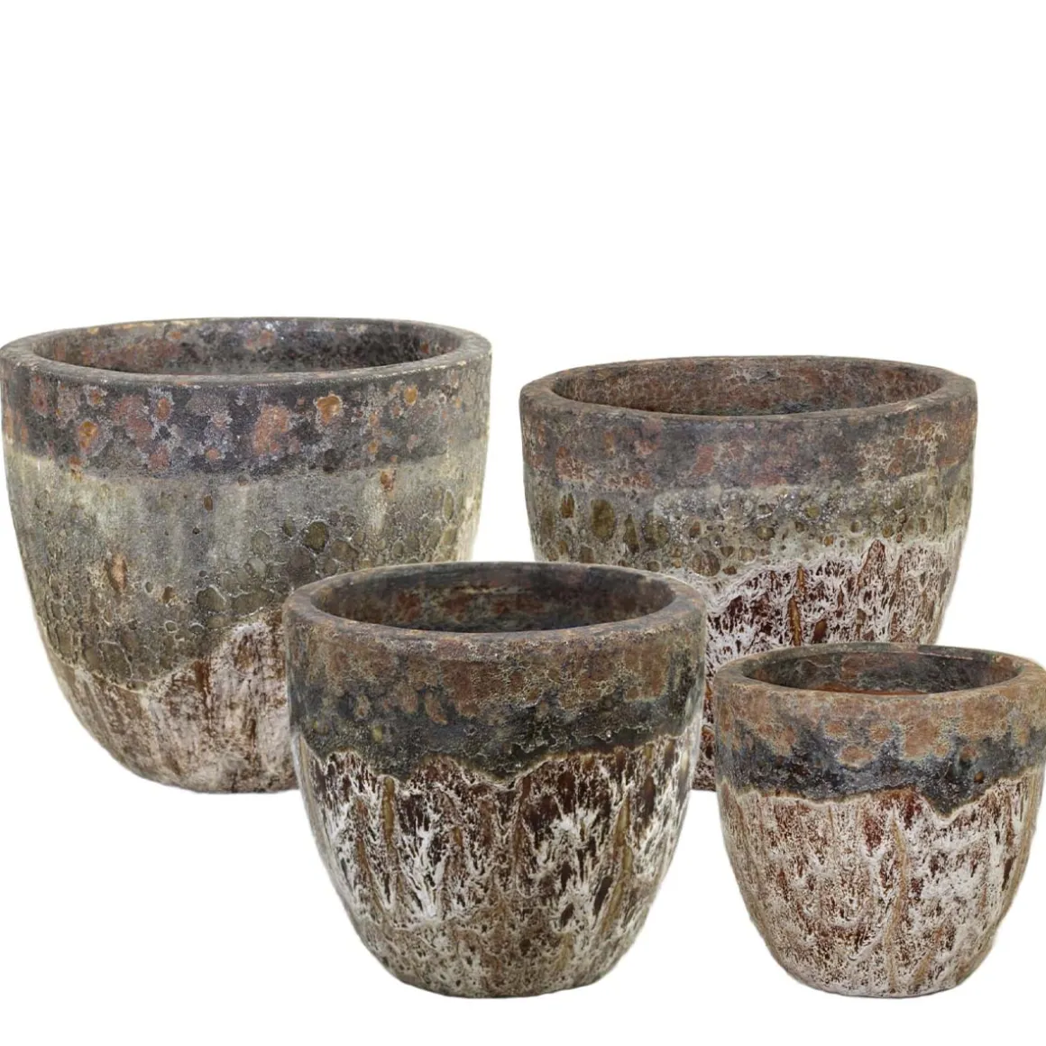 Pflanztopf Outdoor, Keramik Übertopf rund, braun-schwarz, 29x25cm, DIJK Natural Collections