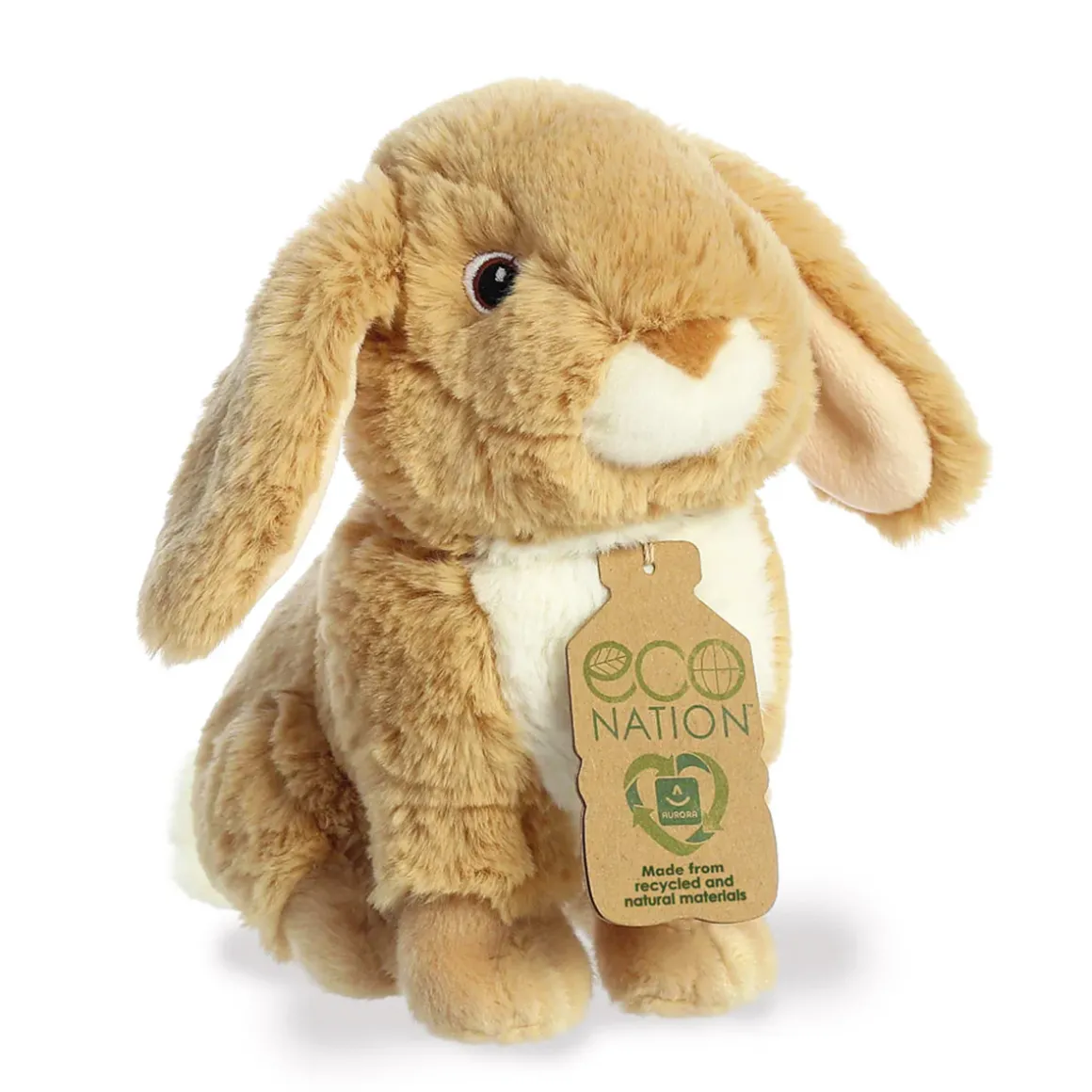 Plüsch Hase, Häschen braun-weiß, Eco Nation, 23cm, Aurora World