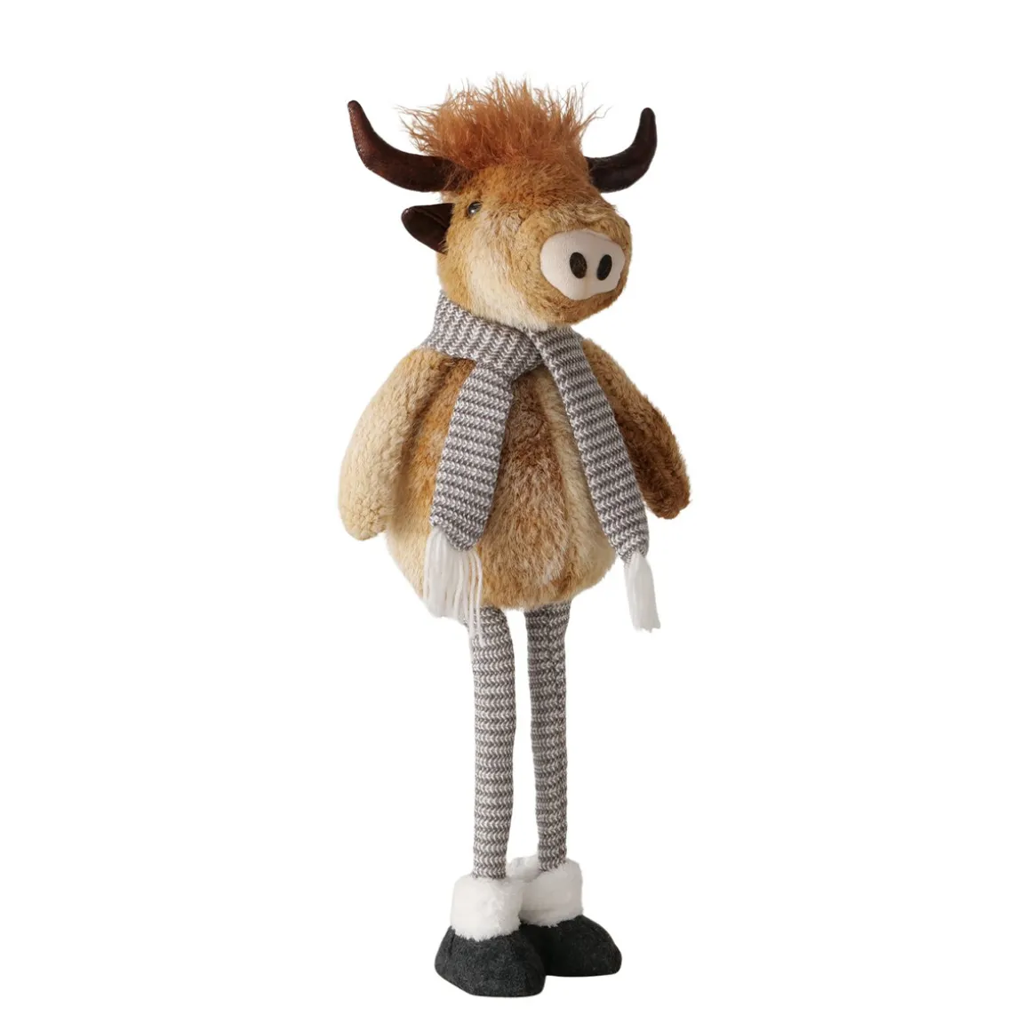 Plüsch Hochlandrind Buffy braun mit Teleskopbeine, ausziehbar bis 67cm, Boltze Home Collection