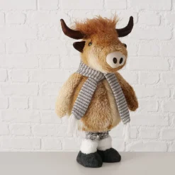 Plüsch Hochlandrind Buffy braun mit Teleskopbeine, ausziehbar bis 67cm, Boltze Home Collection