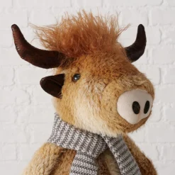 Plüsch Hochlandrind Buffy braun mit Teleskopbeine, ausziehbar bis 67cm, Boltze Home Collection