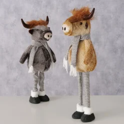 Plüsch Hochlandrind Buffy braun mit Teleskopbeine, ausziehbar bis 67cm, Boltze Home Collection