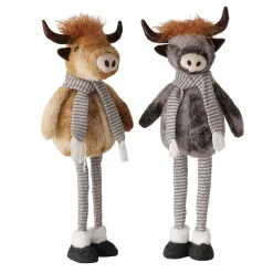 Plüsch Hochlandrind Buffy braun mit Teleskopbeine, ausziehbar bis 67cm, Boltze Home Collection