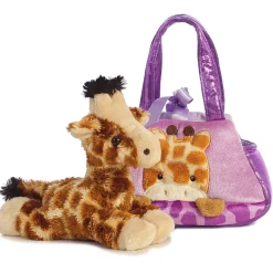 Plüsch Tasche mit Stofftier, Giraffe, braun-creme/violett, Fancy Pals, 20cm, Aurora World