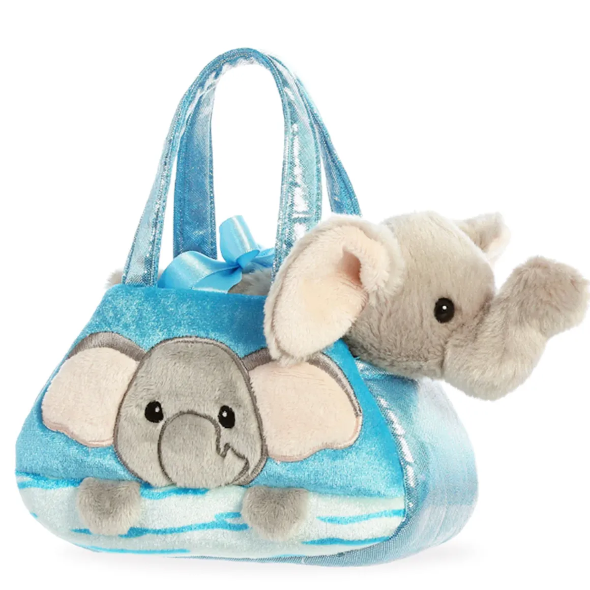 Plüsch Tasche mit Stofftier Elefant grau, Fancy Pals, Peek-a-Boo, 20cm, Aurora World