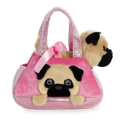 Plüsch Tasche mit Stofftier, Mops, beige-schwarz, Fancy Pals, 20cm, Aurora World
