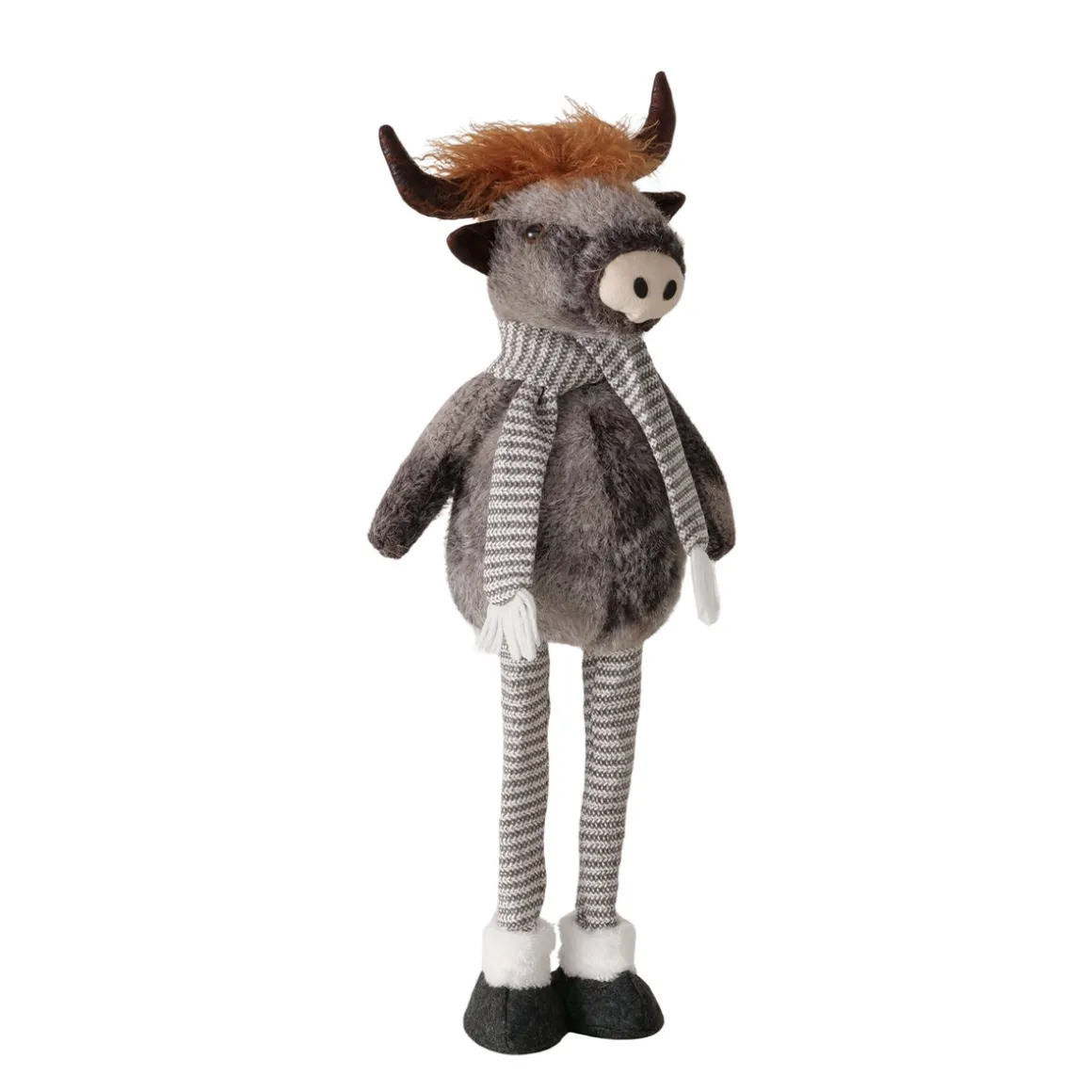 Plüsch Hochlandrind Buffy grau mit Teleskopbeine, ausziehbar bis 67cm, Boltze Home Collection
