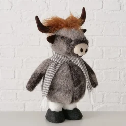 Plüsch Hochlandrind Buffy grau mit Teleskopbeine, ausziehbar bis 67cm, Boltze Home Collection