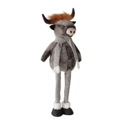 Plüsch Hochlandrind Buffy grau mit Teleskopbeine, ausziehbar bis 67cm, Boltze Home Collection