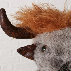 Plüsch Hochlandrind Buffy, Türstopper, kleiner grauer Büffel sitzend, 37cm, Boltze Home Collection