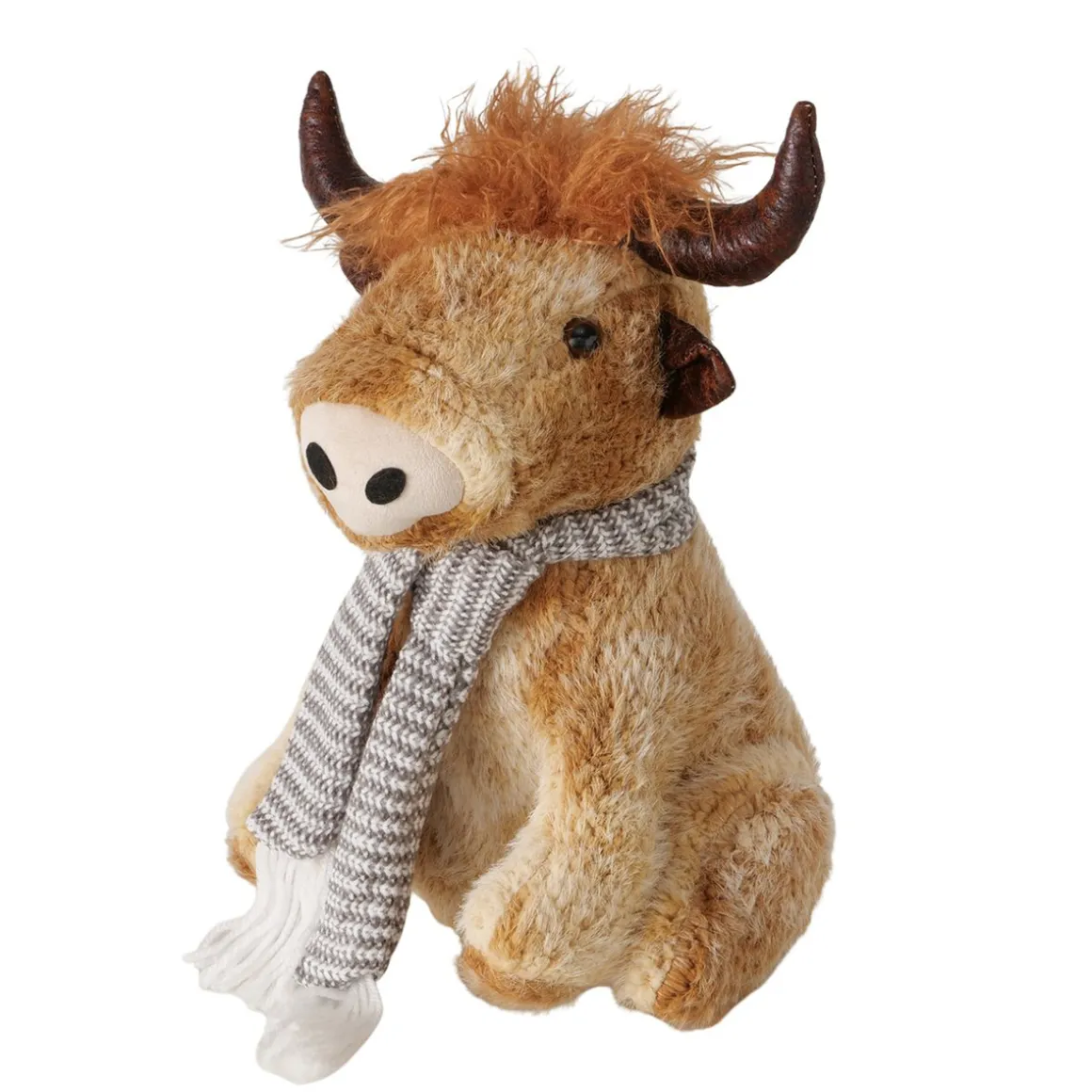 Plüsch Hochlandrind Buffy, Türstopper, kleiner brauner Büffel sitzend, 37cm, Boltze Home Collection