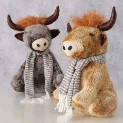 Plüsch Hochlandrind Buffy, Türstopper, kleiner brauner Büffel sitzend, 37cm, Boltze Home Collection