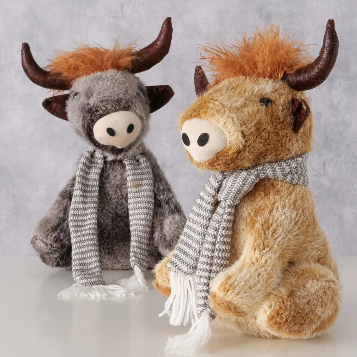 Plüsch Hochlandrind Buffy, Türstopper, kleiner brauner Büffel sitzend, 37cm, Boltze Home Collection