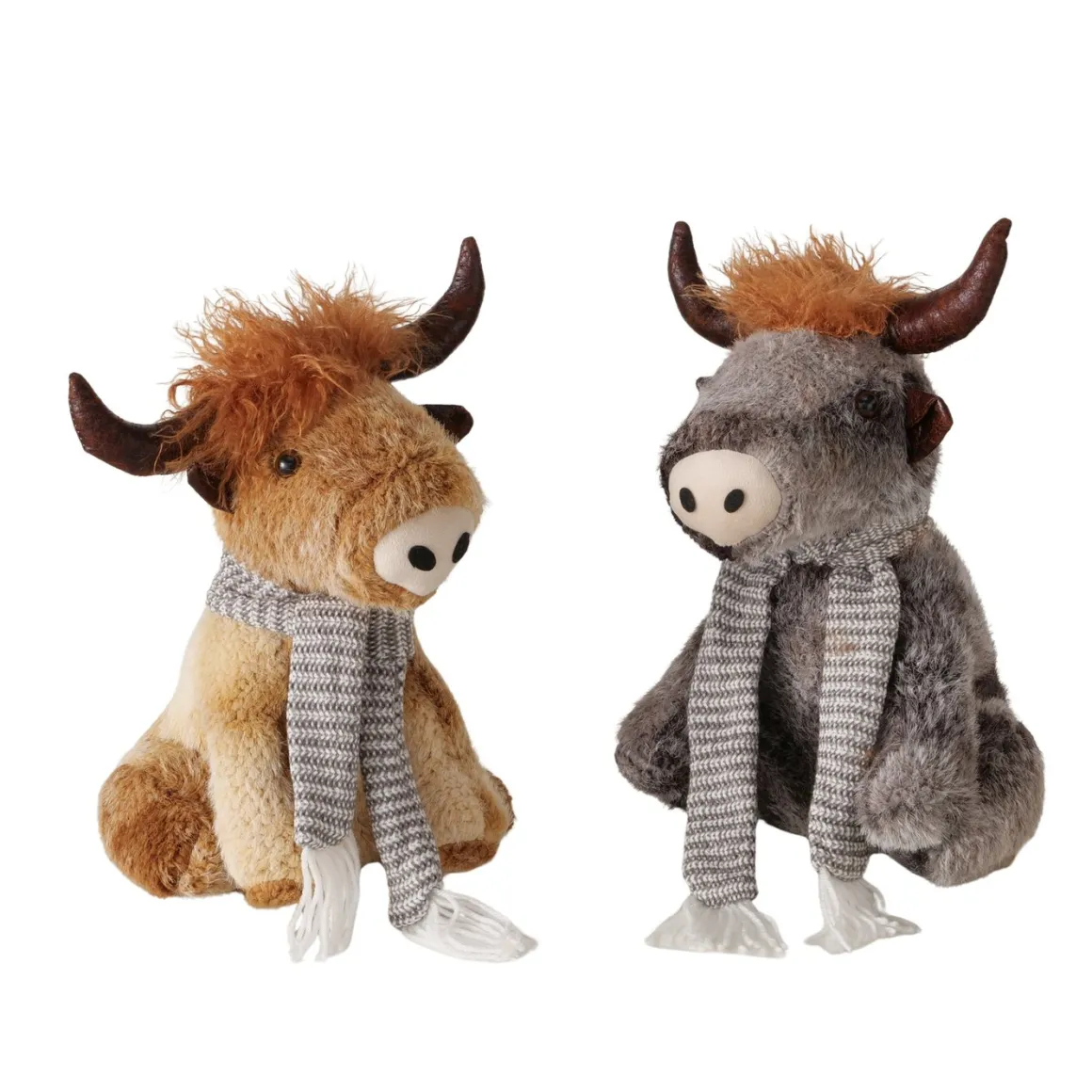 Plüsch Hochlandrind Buffy, Türstopper, kleiner brauner Büffel sitzend, 37cm, Boltze Home Collection