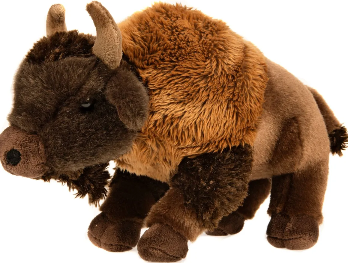 Plüschtier Kuh Bison, braun, 28cm, Uni Toys