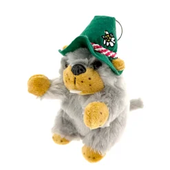 Plüschtier Murmeltier Jodler, Murmeltier mit Jodelsound, grauer oder grüner Hut, 18cm