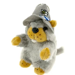 Plüschtier Murmeltier Jodler, Murmeltier mit Jodelsound, grauer oder grüner Hut, 16cm