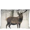 Samt Kissen Hirsch, Hirsch im Schnee, braun-weiß, 40x60cm, Mars & More