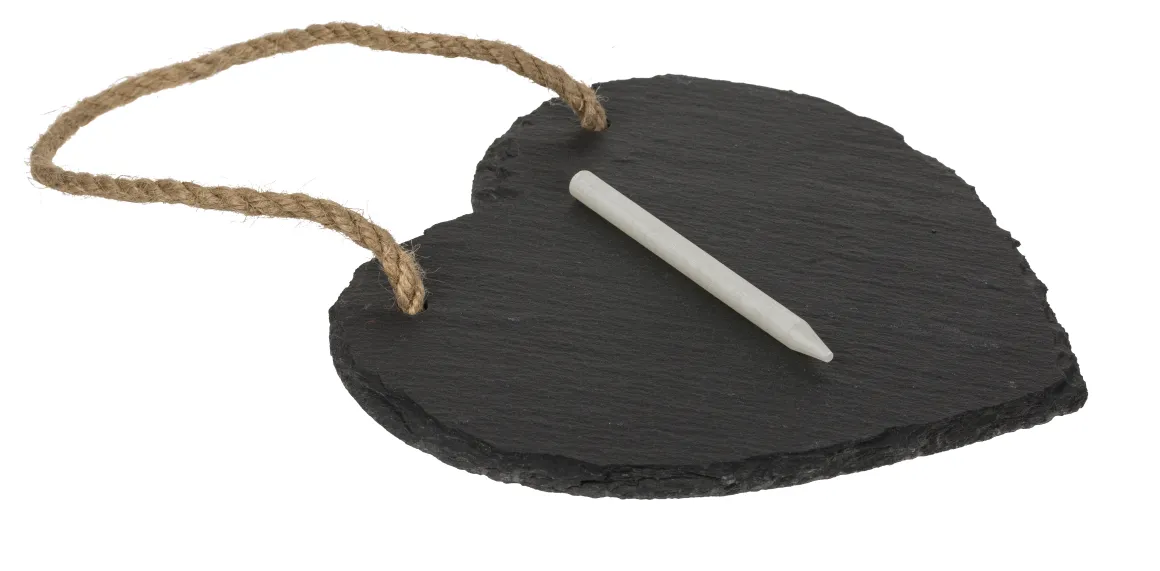 Schiefertafel Herz mit Kreide, Memotafel in Herzform, 15x15cm, zum Hängen, Out of The blue