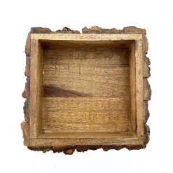 Serviettenhalter Naturholz, Holzschale mit Rinde, Serviettenbox, 22x22x5cm