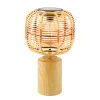 Solar Tischlampe Lampenschirm Korb mit Standfuß in Holzoptik, 36cm