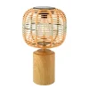 Solar Tischlampe Lampenschirm Korb mit Standfuß in Holzoptik, 36cm