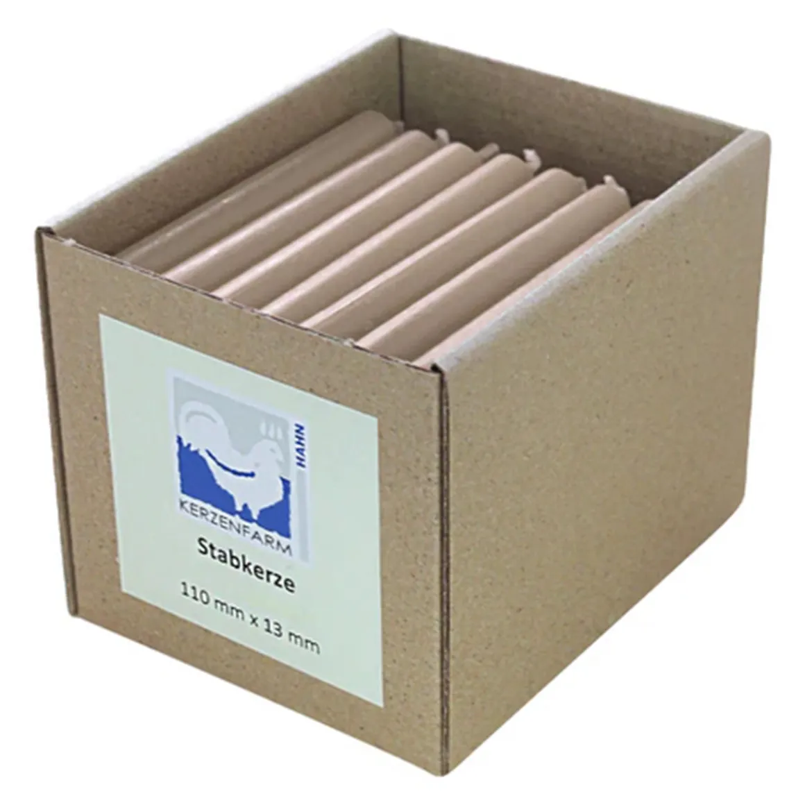 Stabkerze Baumkerze taupe, Wachskerze, 110x13mm, Kerzenfarm Hahn
