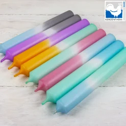 Stabkerze Dip-Dye, altrosa-taupe, Wachskerze, 180x22mm, Kerzenfarm Hahn