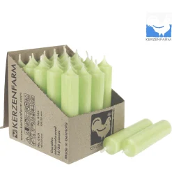 Stabkerze pastellgrün rustikal, Wachskerze, 100x22mm, Kerzenfarm Hahn