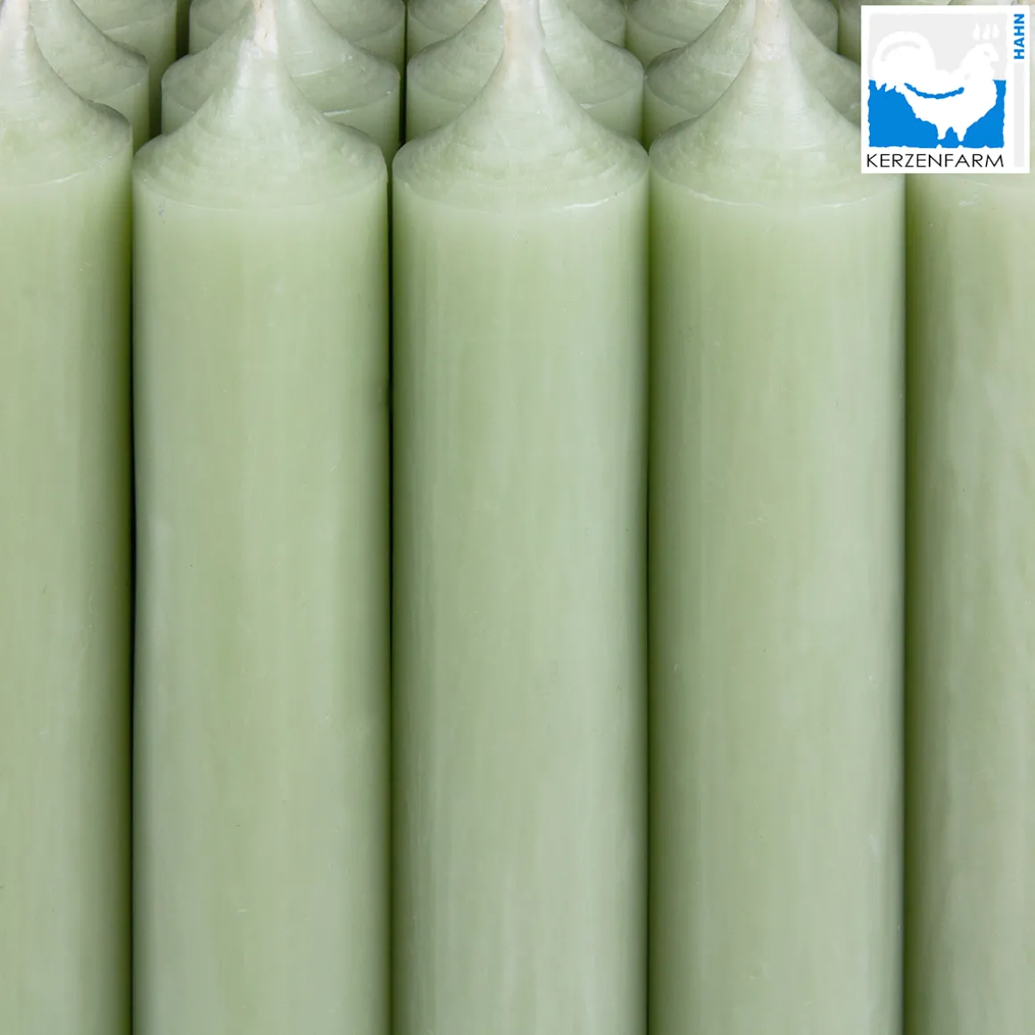 Stabkerze salbeigrün rustikal, Wachskerze, 100x22mm, Kerzenfarm Hahn
