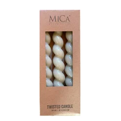 Stabkerze Twist gedreht, Spitzkerzen hellgrün glänzend, 3 St/Pack, 18cm, Mica Decorations