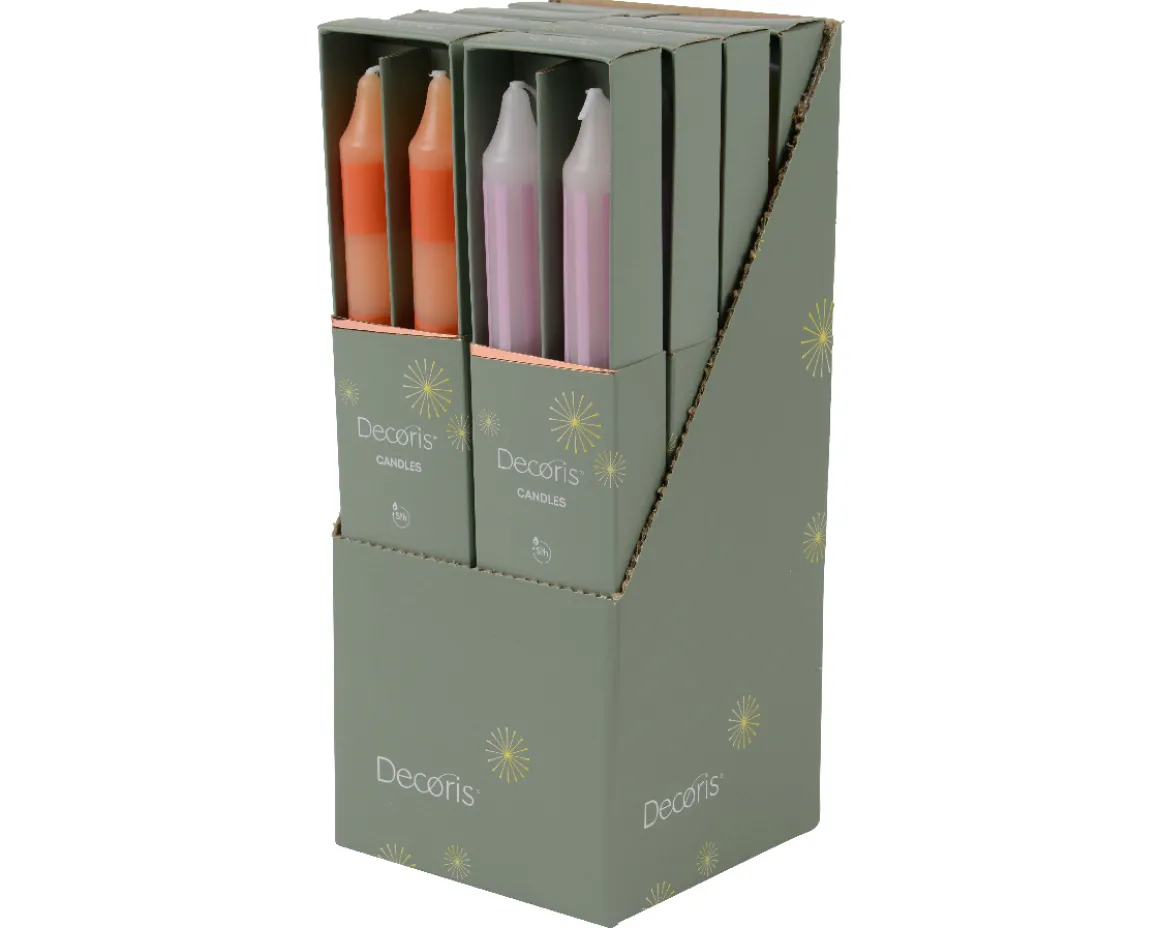 Stabkerze, Spitzkerzen geringelt oder gestreift, 12cm, 4St/Packg