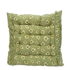 Stuhlkissen mit Blumen und Bändern, grün, 40x40cm, Baumwolle