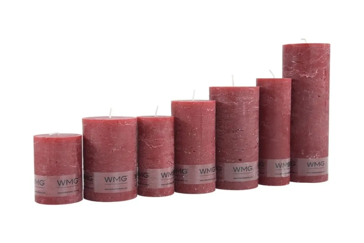 Stumpenkerze Rustic Bordeaux, Wachskerze, 40x38mm, WMG Grünberger