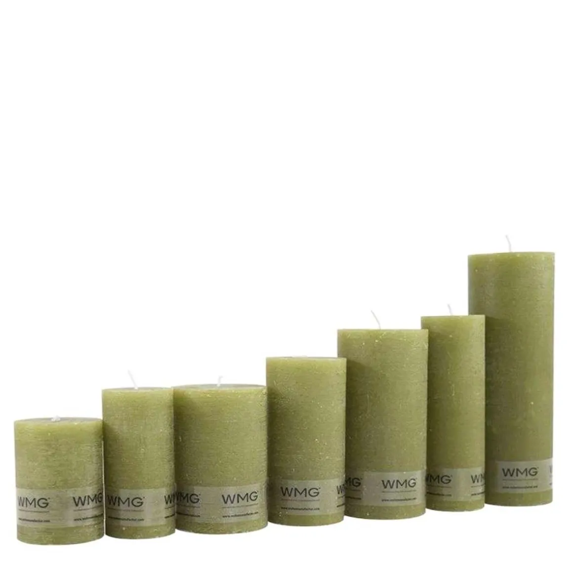 Stumpenkerze Rustic olive, Wachskerze, 60x60mm, WMG Grünberger
