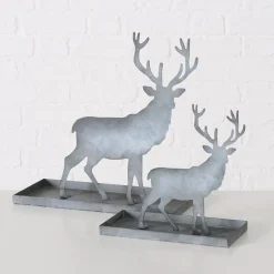 Tablett Hirsch Luga, Metalltablett mit Hirsch abnehmbar, grau, 25x26cm