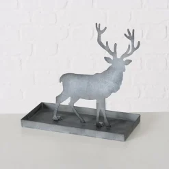 Tablett Hirsch Luga, Metalltablett mit Hirsch abnehmbar, grau, 25x26cm