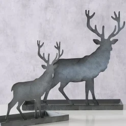 Tablett Hirsch Luga, Metalltablett mit Hirsch abnehmbar, grau, 25x26cm