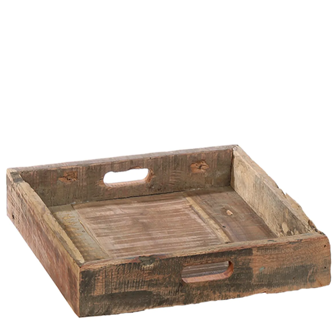Tablett aus Altholz, rustikales Holztablett mit Griffe , 66x66cm, WMG Grünberger