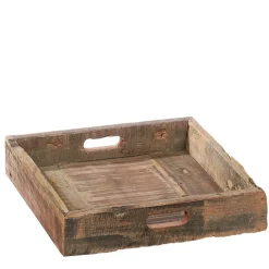 Tablett aus Altholz, rustikales Holztablett mit Griffe , 66x66cm, WMG Grünberger