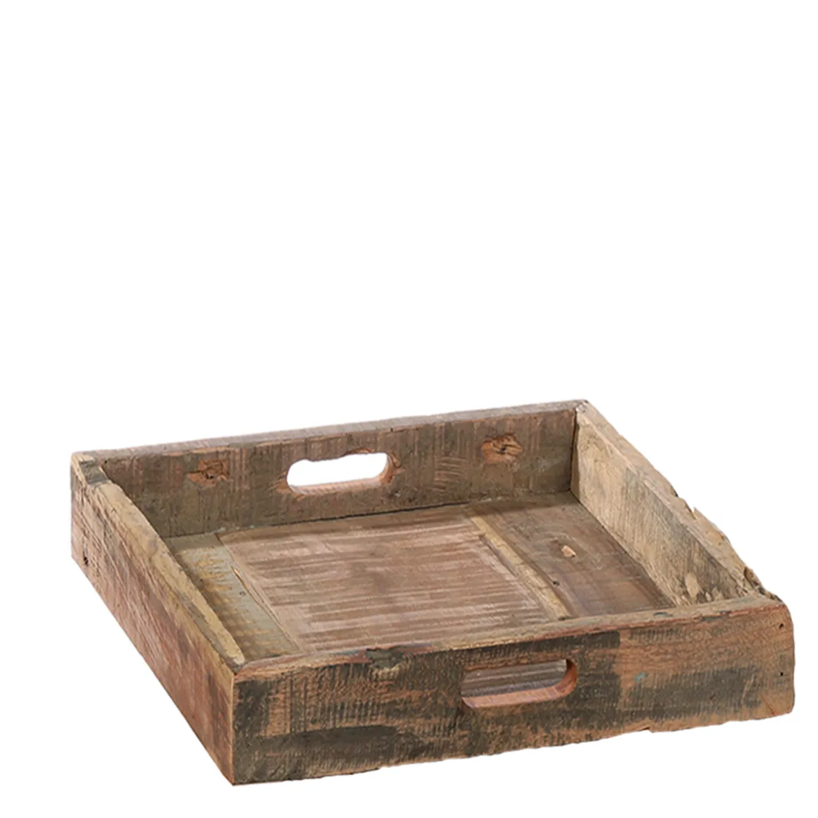 Tablett aus Altholz, rustikales Holztablett mit Griffe , 50x50cm, WMG Grünberger