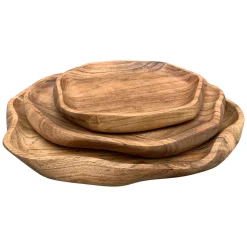 Tablett aus Naturholz, unregelmäßige Form, dekorative Holzschale, 28x29x2,5cm