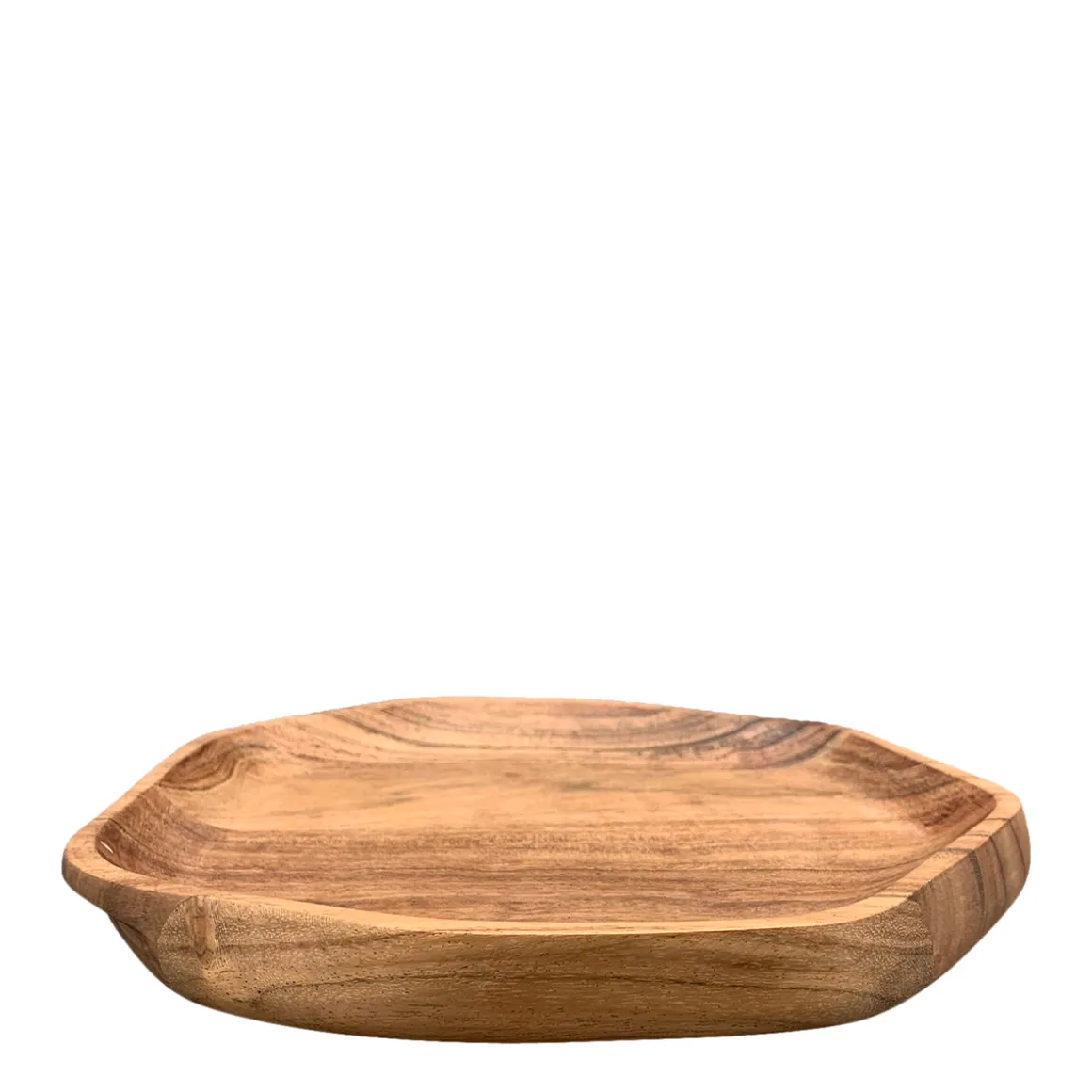 Tablett aus Naturholz, unregelmäßige Form, dekorative Holzschale, 23x22x2,5cm