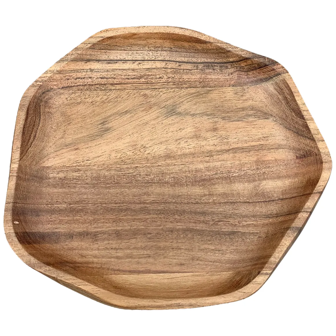 Tablett aus Naturholz, unregelmäßige Form, dekorative Holzschale, 23x22x2,5cm