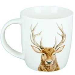 Tasse Hirsch, Henkelbecher mit Hirschkopf, Porzellantasse, 380ml, Gilde Handwerk