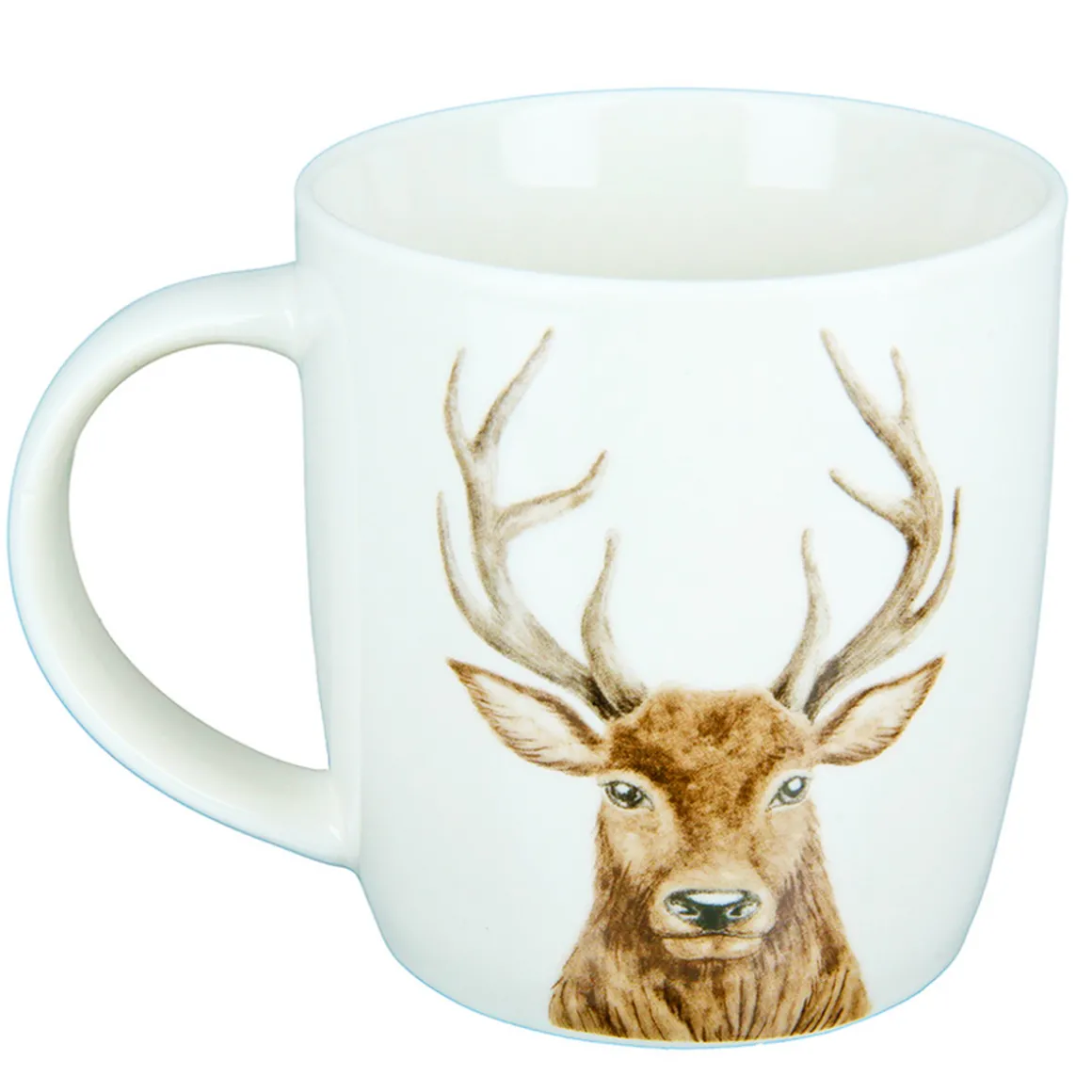 Tasse Hirsch, Henkelbecher mit Hirschkopf, Porzellantasse, 380ml, Gilde Handwerk