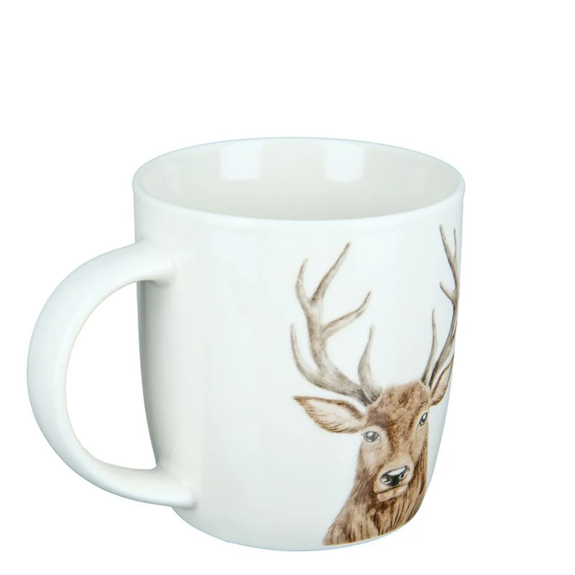 Tasse Hirsch, Henkelbecher mit Hirschkopf, Porzellantasse, 380ml, Gilde Handwerk